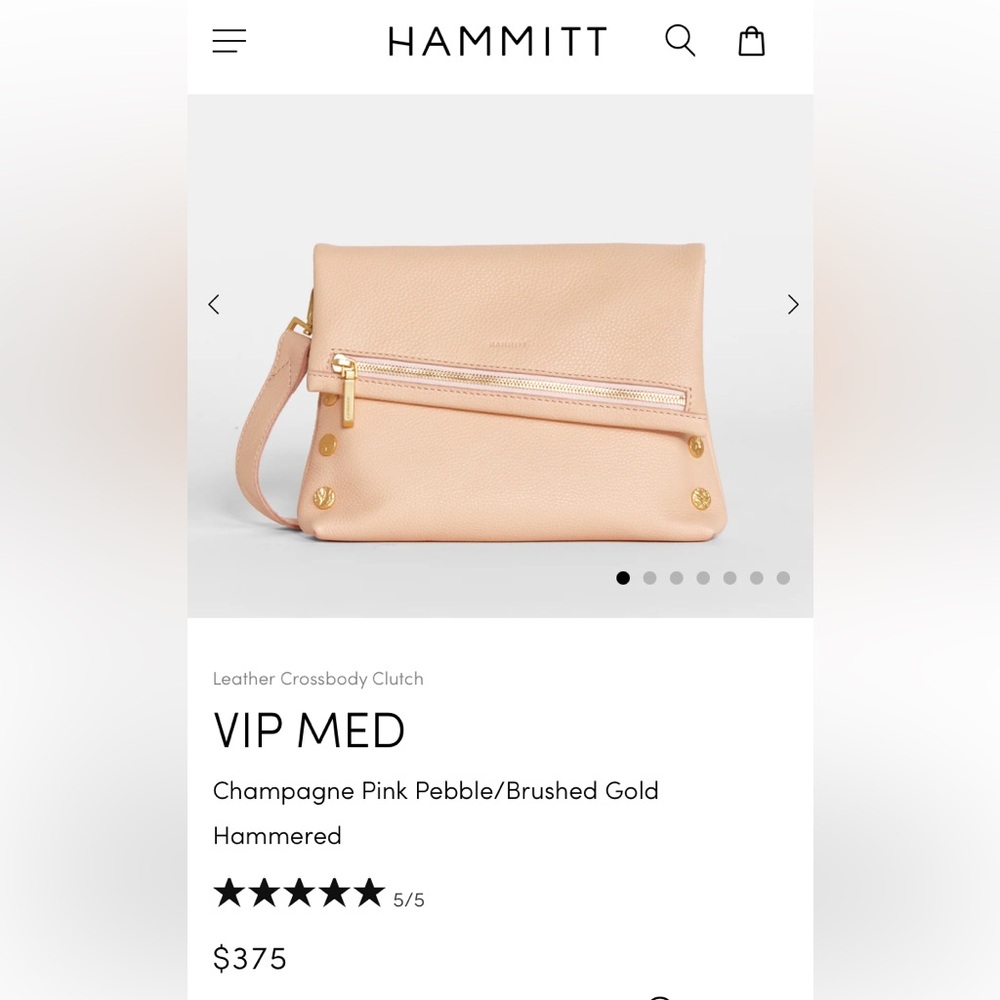 Hammitt VIP Medium handbag
Champagne Pink Pebble/Brushed Gold Hammered